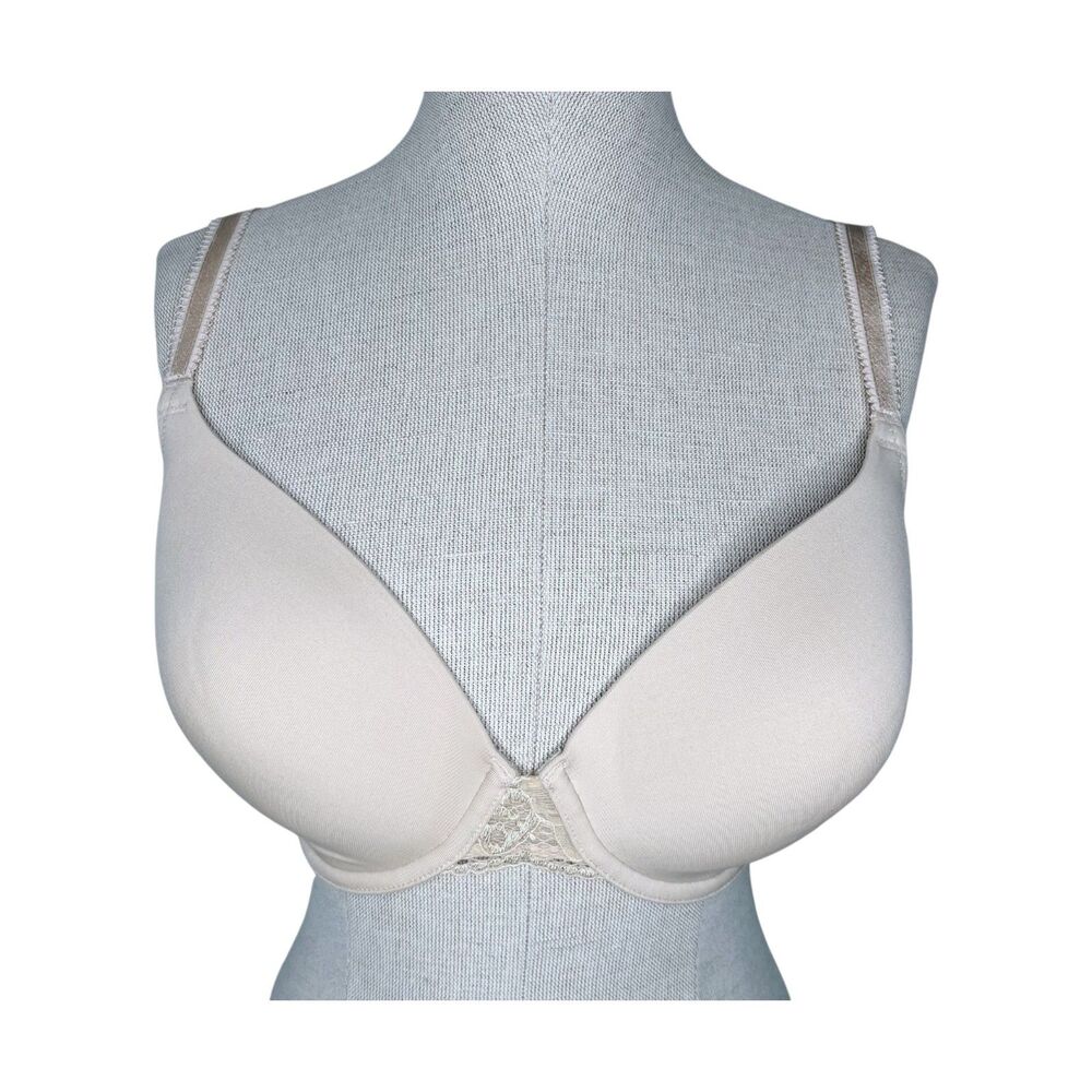 Wacoal French Garden Contour Bra sz 34DD * T-Shirt Bra Lace Band Cream Neutral